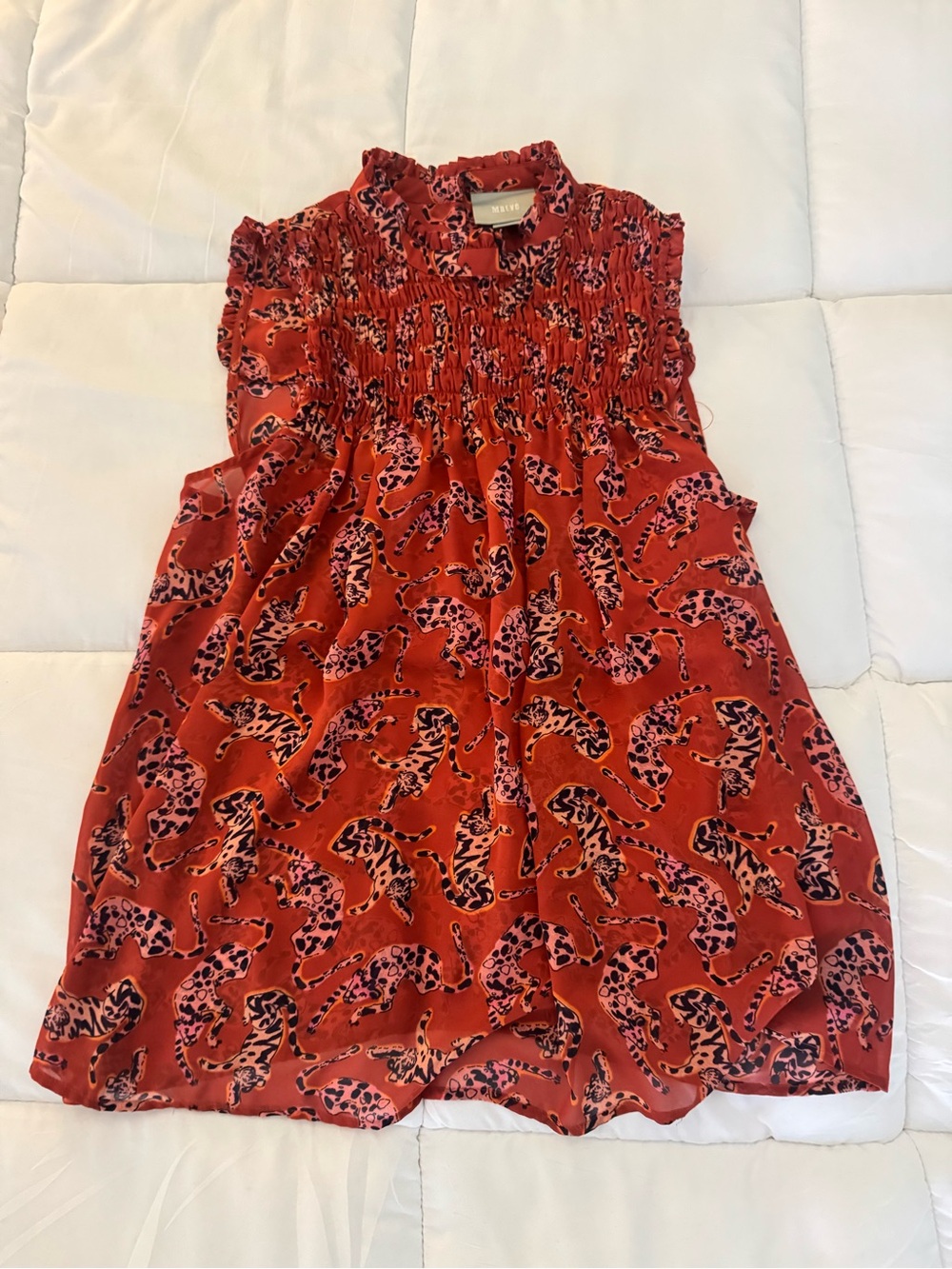 Maeve Red and Pink Leopard-Print Sleeveless Top